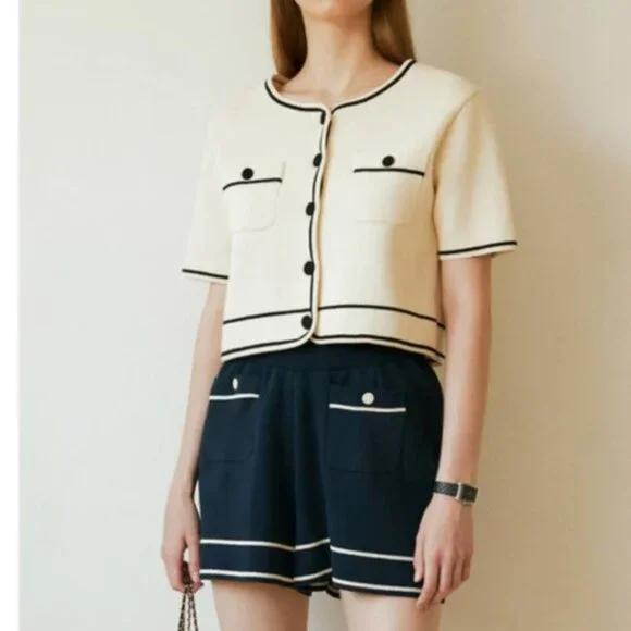 Your Name Here Tweed knit Short Jacket and Short Set of 2